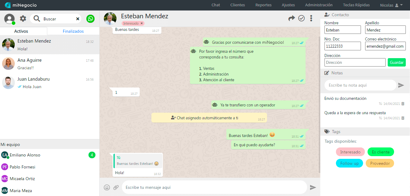 Vista de la plataforma